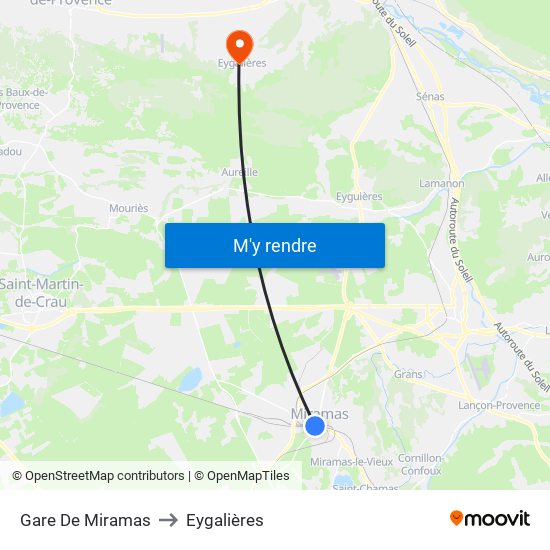 Gare De Miramas to Eygalières map