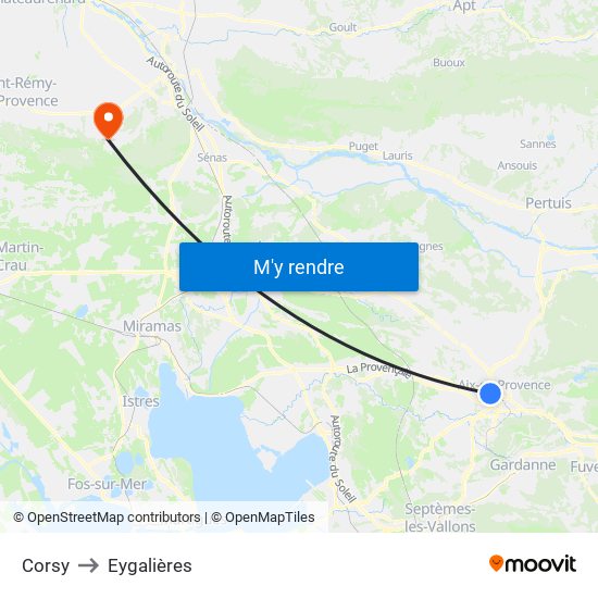 Corsy to Eygalières map