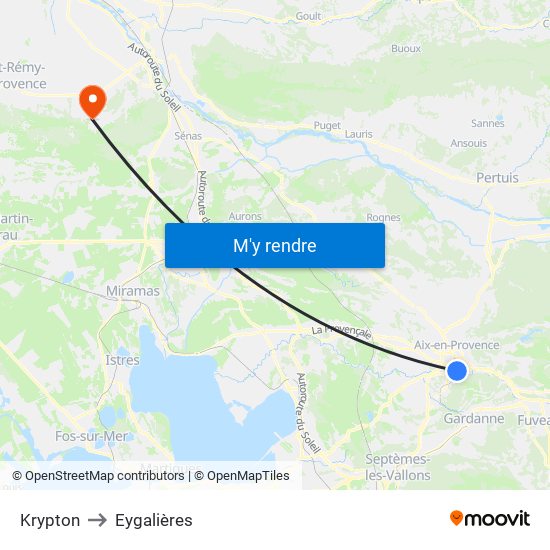 Krypton to Eygalières map