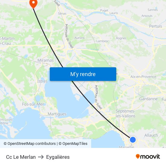 Cc Le Merlan to Eygalières map