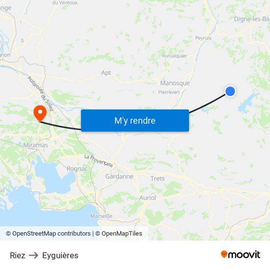Riez to Eyguières map