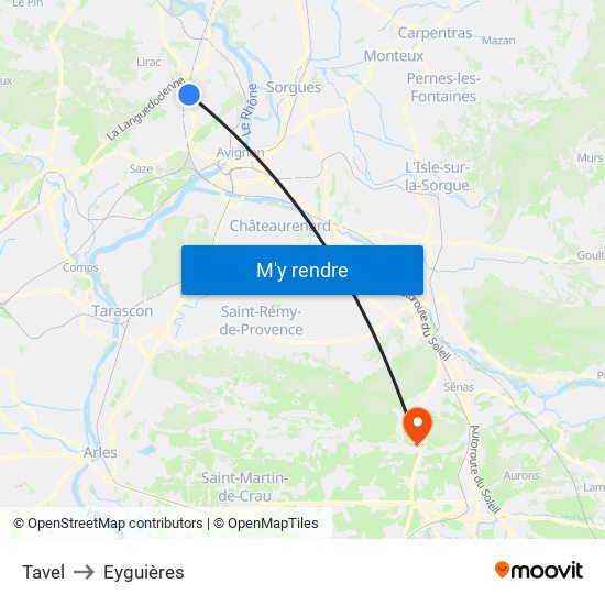 Tavel to Eyguières map