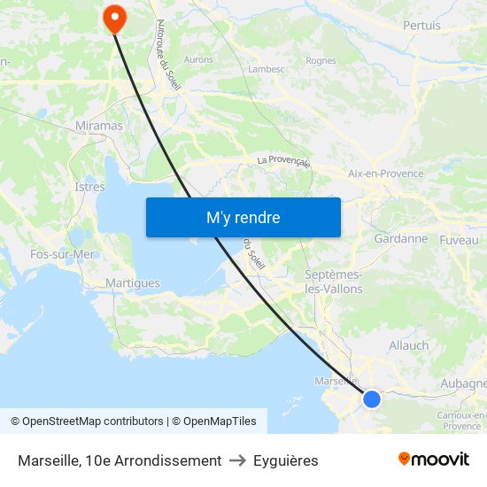 Marseille, 10e Arrondissement to Eyguières map