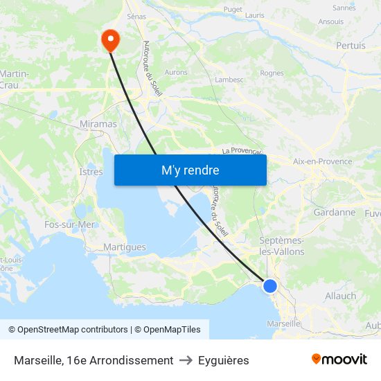Marseille, 16e Arrondissement to Eyguières map