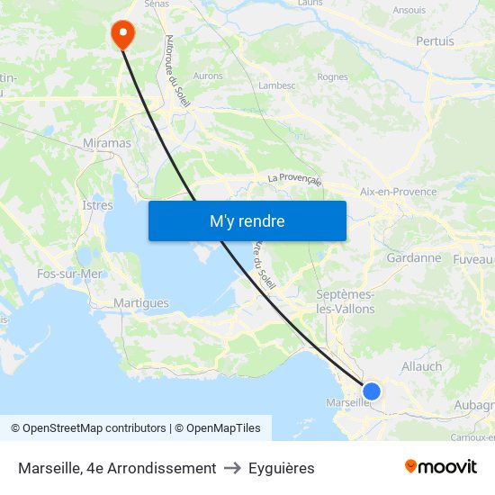 Marseille, 4e Arrondissement to Eyguières map