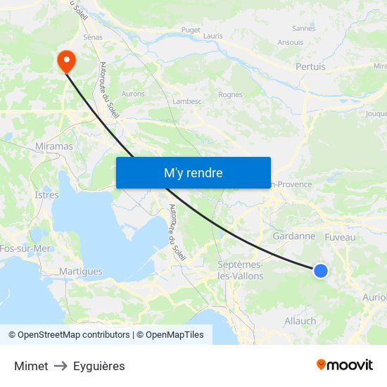 Mimet to Eyguières map