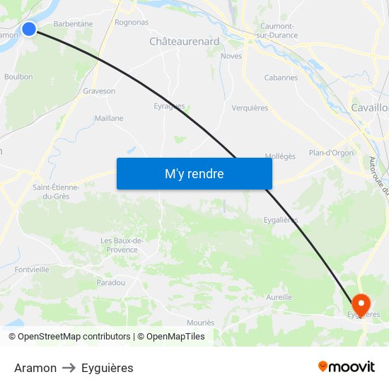 Aramon to Eyguières map
