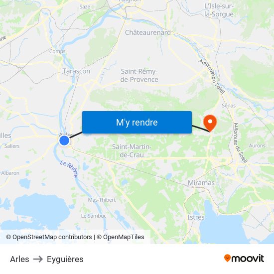 Arles to Eyguières map
