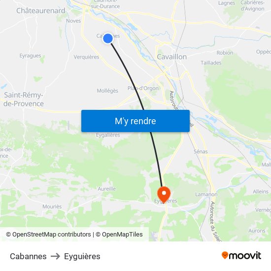 Cabannes to Eyguières map