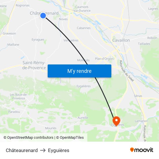 Châteaurenard to Eyguières map