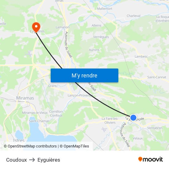 Coudoux to Eyguières map