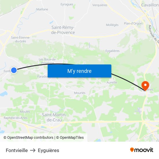 Fontvieille to Eyguières map