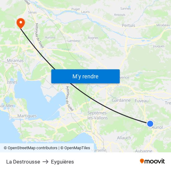 La Destrousse to Eyguières map