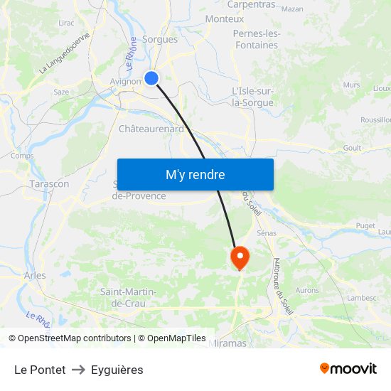Le Pontet to Eyguières map