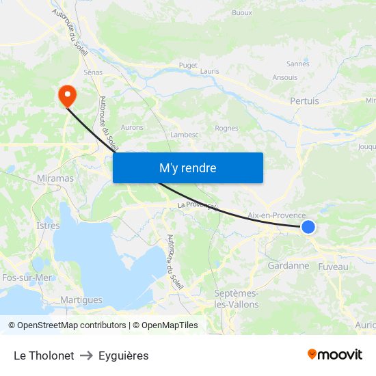 Le Tholonet to Eyguières map