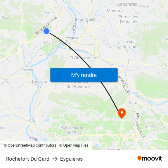 Rochefort-Du-Gard to Eyguières map