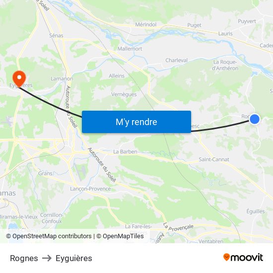Rognes to Eyguières map