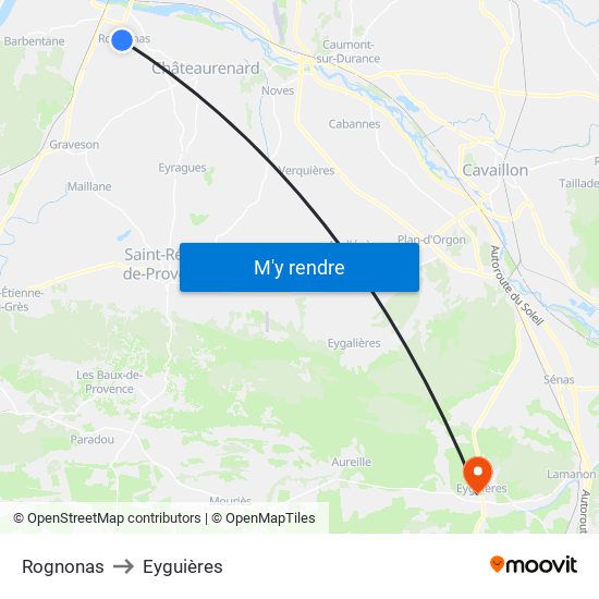 Rognonas to Eyguières map
