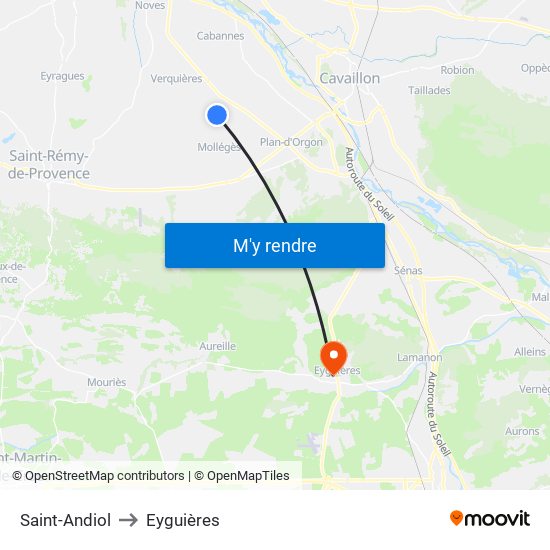 Saint-Andiol to Eyguières map