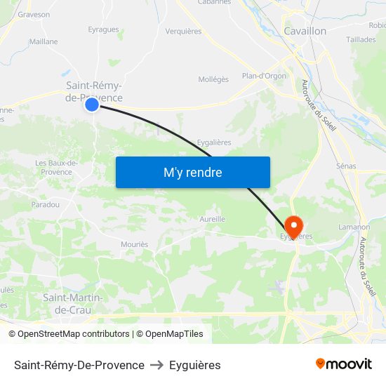 Saint-Rémy-De-Provence to Eyguières map