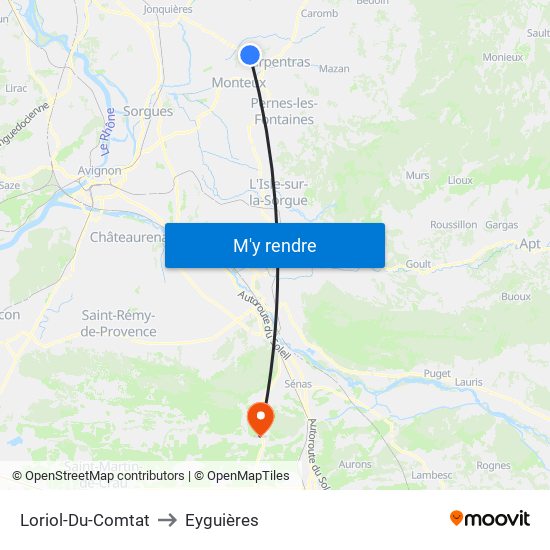 Loriol-Du-Comtat to Eyguières map