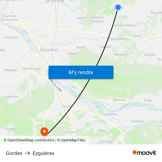 Gordes to Eyguières map
