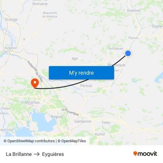 La Brillanne to Eyguières map