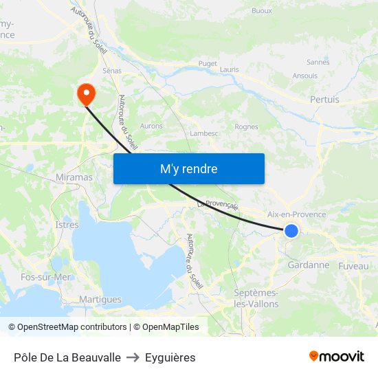 Pôle De La Beauvalle to Eyguières map