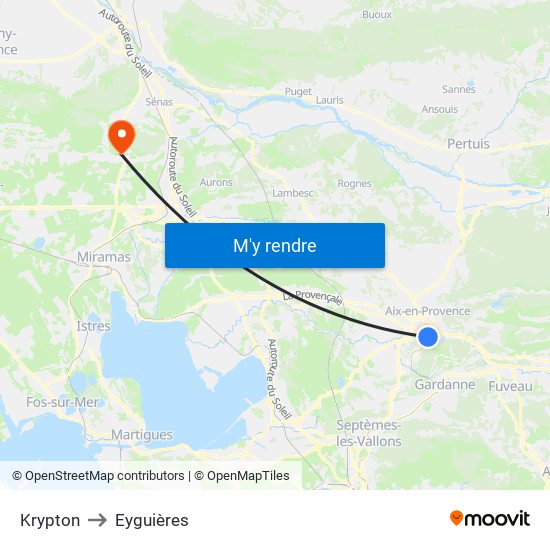 Krypton to Eyguières map