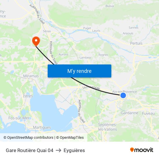 Gare Routière Quai 04 to Eyguières map
