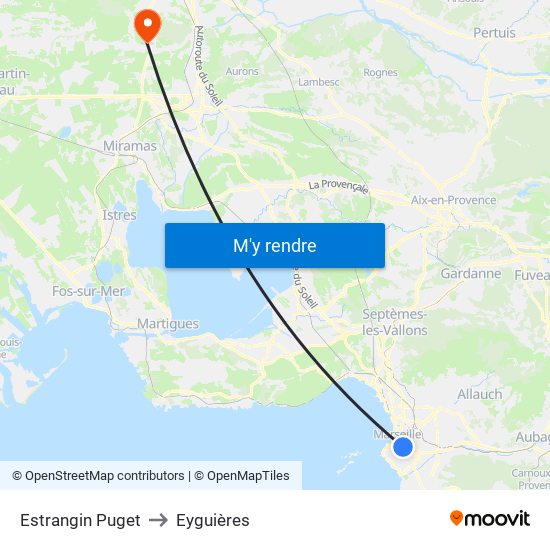 Estrangin Puget to Eyguières map