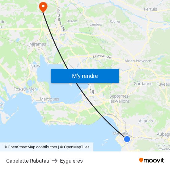 Capelette Rabatau to Eyguières map