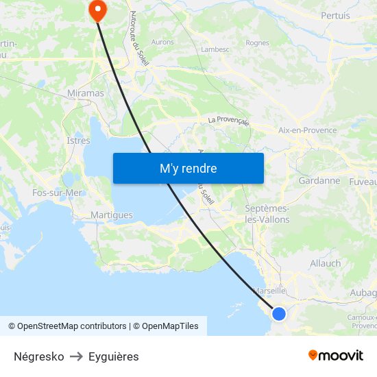 Négresko to Eyguières map