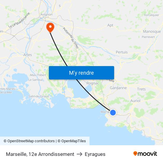 Marseille, 12e Arrondissement to Eyragues map
