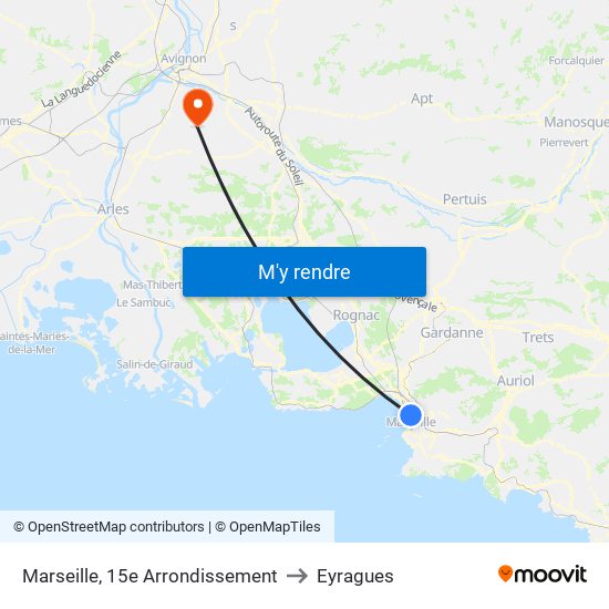 Marseille, 15e Arrondissement to Eyragues map