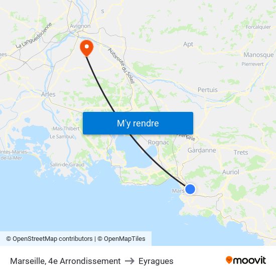 Marseille, 4e Arrondissement to Eyragues map