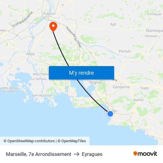 Marseille, 7e Arrondissement to Eyragues map