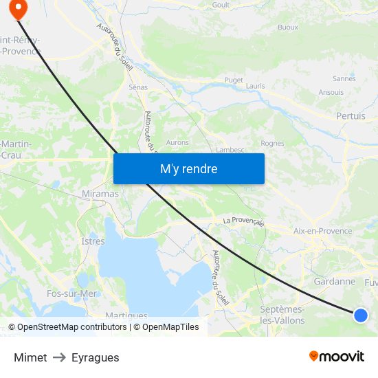 Mimet to Eyragues map
