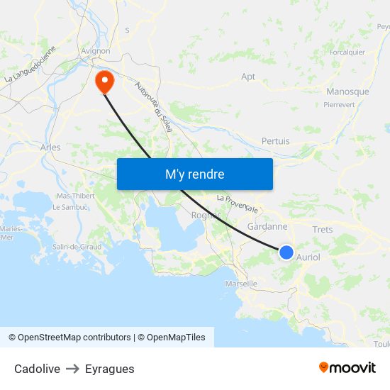 Cadolive to Eyragues map