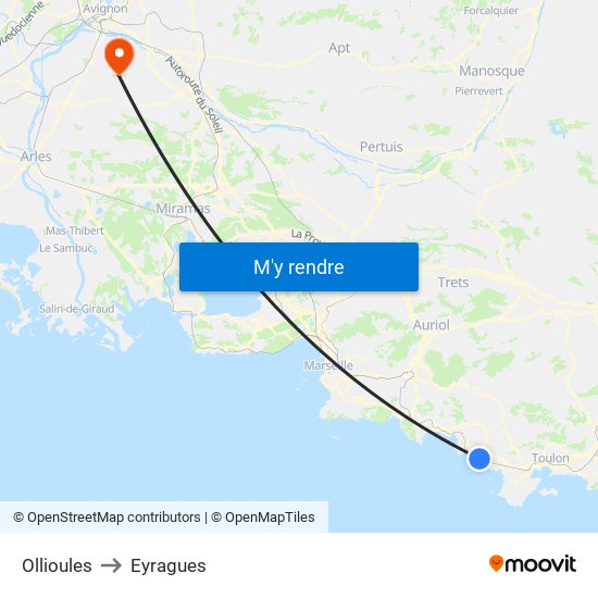 Ollioules to Eyragues map
