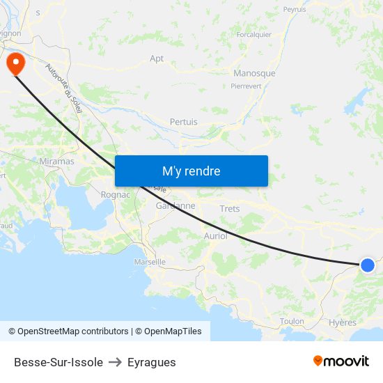 Besse-Sur-Issole to Eyragues map