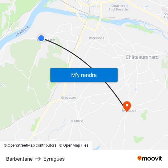 Barbentane to Eyragues map