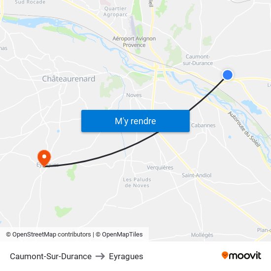 Caumont-Sur-Durance to Eyragues map