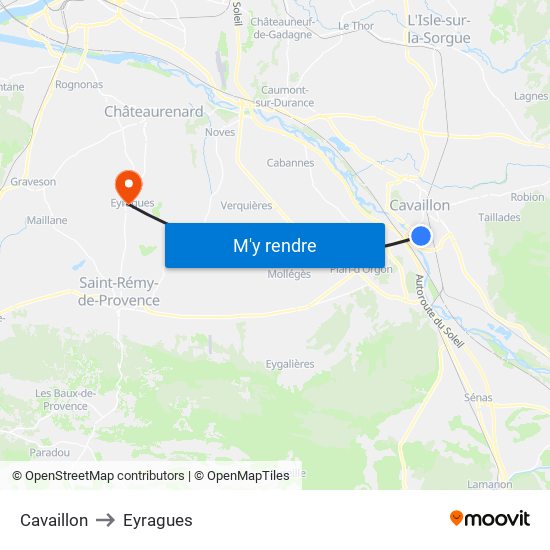 Cavaillon to Eyragues map