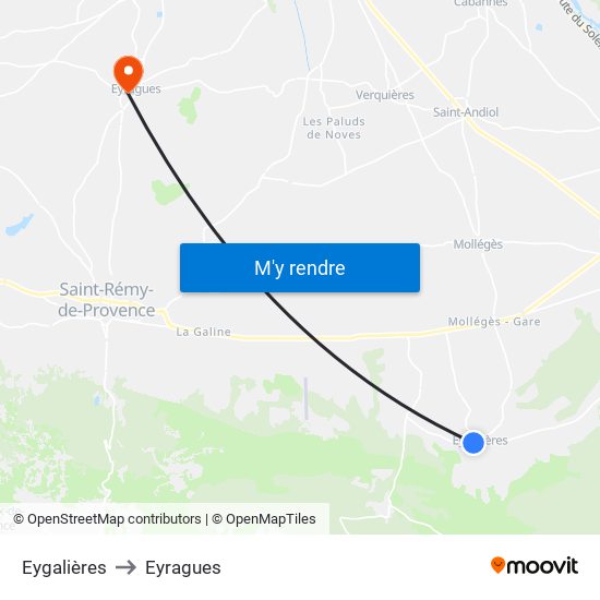 Eygalières to Eyragues map