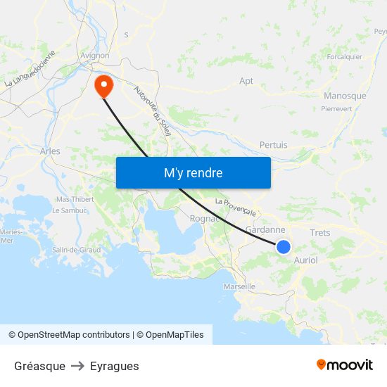 Gréasque to Eyragues map