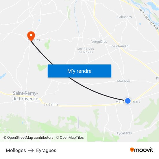 Mollégès to Eyragues map