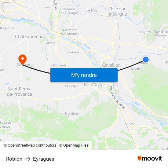 Robion to Eyragues map