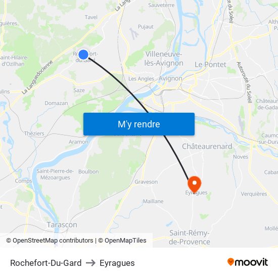 Rochefort-Du-Gard to Eyragues map