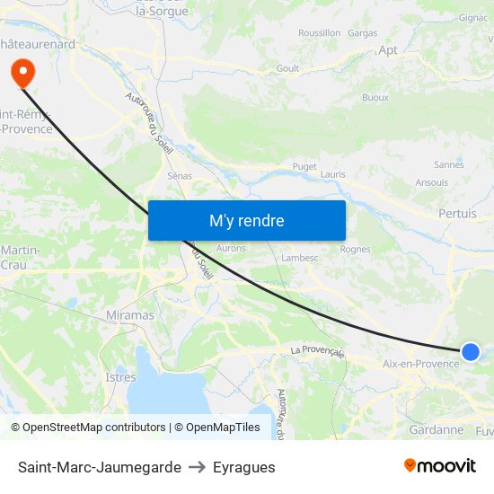 Saint-Marc-Jaumegarde to Eyragues map